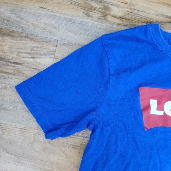 🔹️🔺️Levi's Prince Blue Classic Batwing Graphic Logo Top Youth Large - Picture 4 of 10